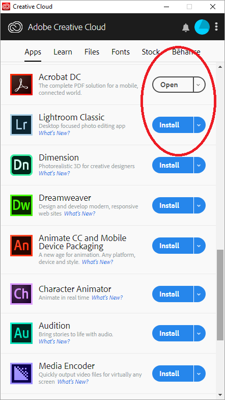 Adobe Applications List