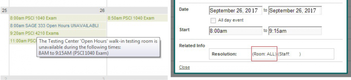 photo of computer screen shot of sage availability notice