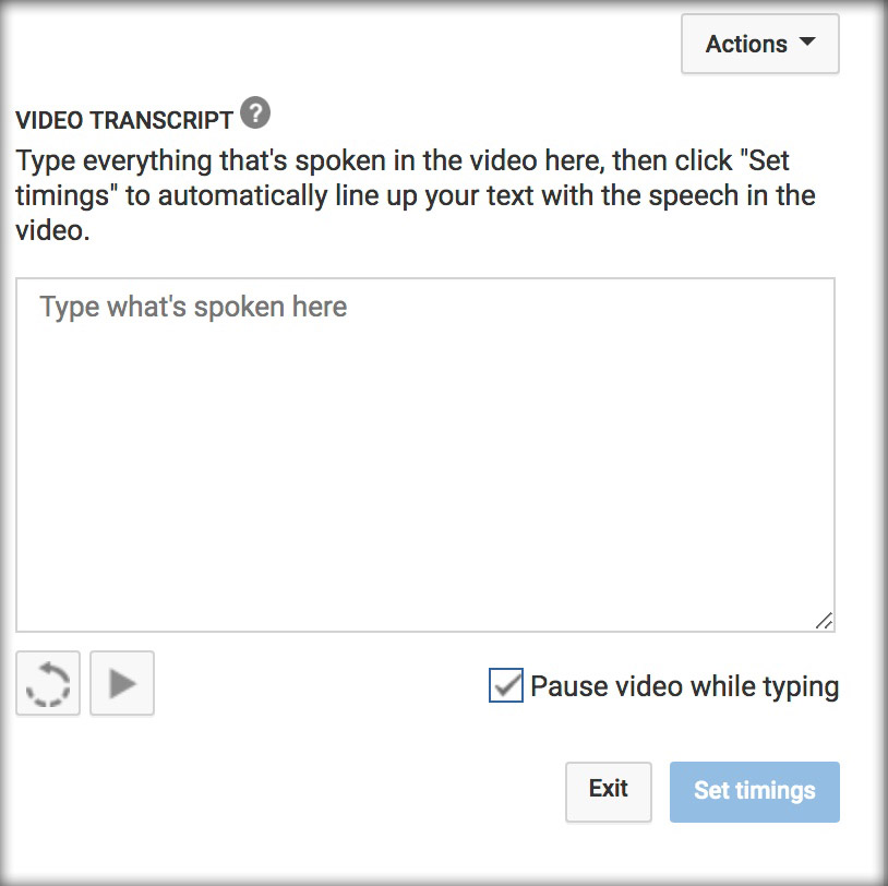 Video Transcript Window